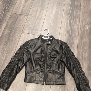 Women’s Black leather moto